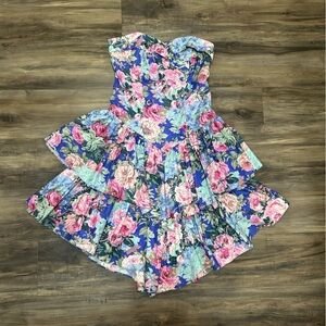 Beautiful Purple Floral Strapless Dress